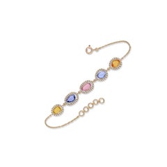 Bracelet « Muti-Sapphire » léger, serti de diamants, en or jaune 18 carats