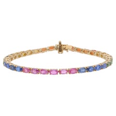 Bracelet orné de plusieurs saphirs, monté sur or jaune 18 carats