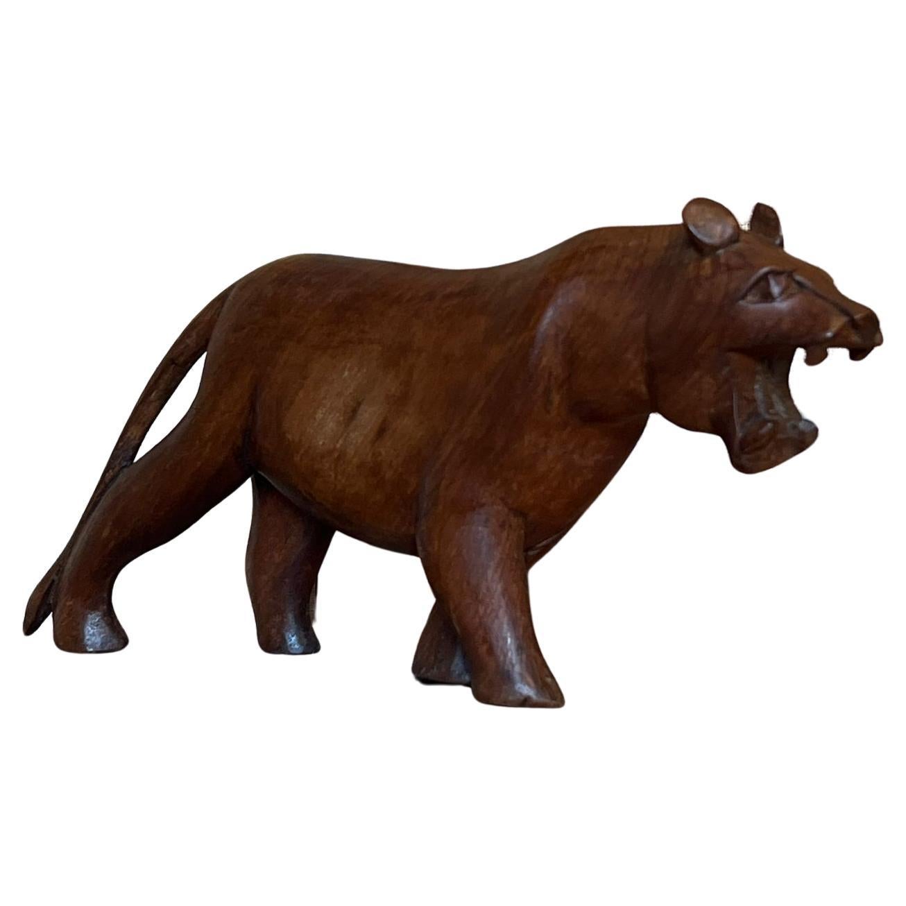 Mutiso African wood carving of a Lioness.