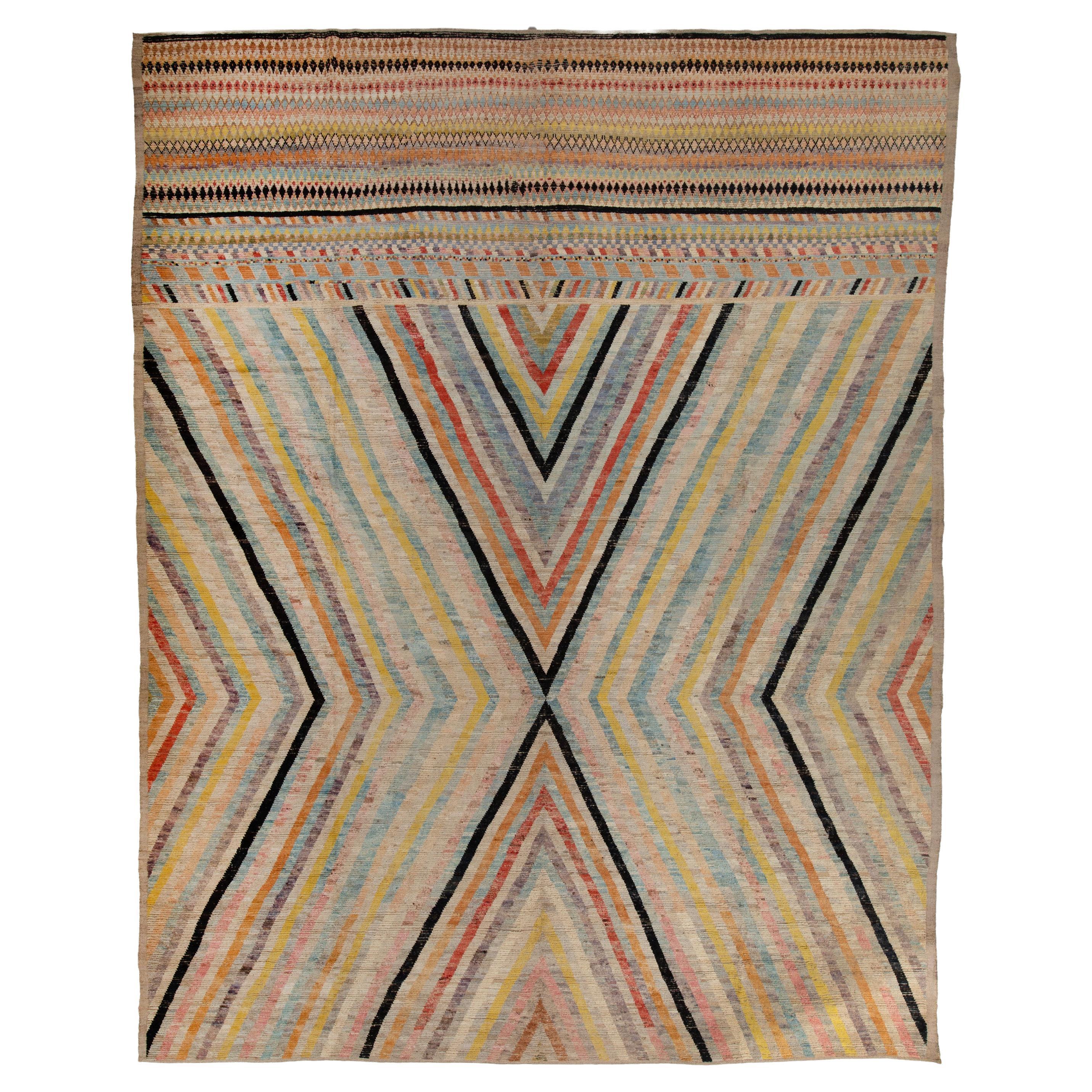 Tapis Zameen transitionnel en laine Mutlicolore - 14' x 17'6"