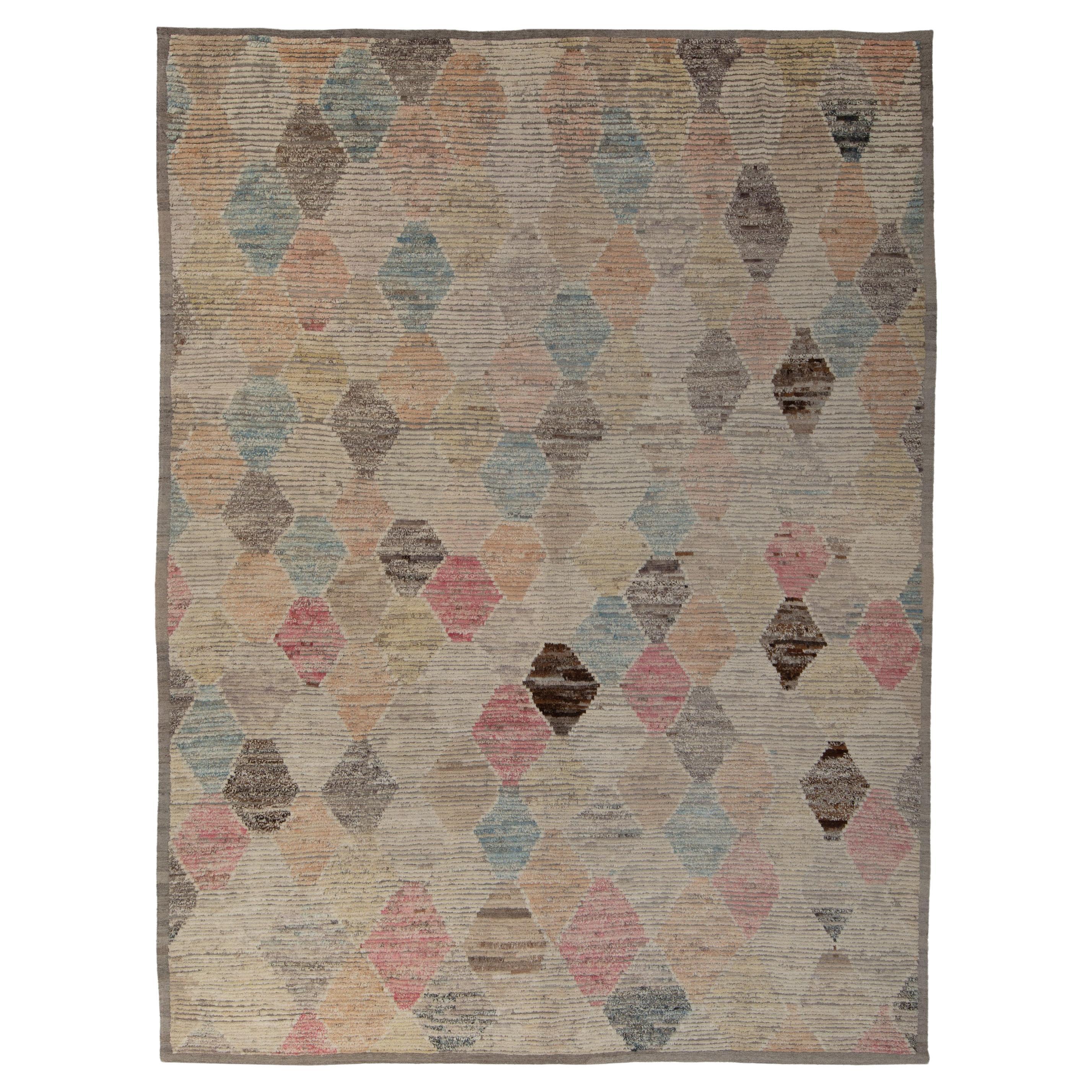 abc carpet Mutlicolored Zameen Transitional Wool Rug- 9'8" x 12'7" For Sale