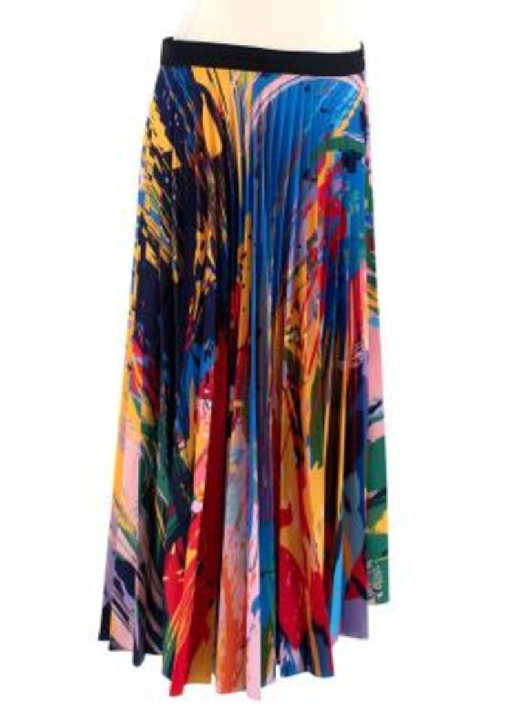 Mary Katrantzou mutlicolour paint splatter plisse skirt
 

 - Plisse pleated polyester with allover paint-splatter print
 - Black contrast waistband
 - Unlined 
 - Long length 
 - Side zip
 

 Made in Romania
 Specialist dry clean only
 

 PLEASE