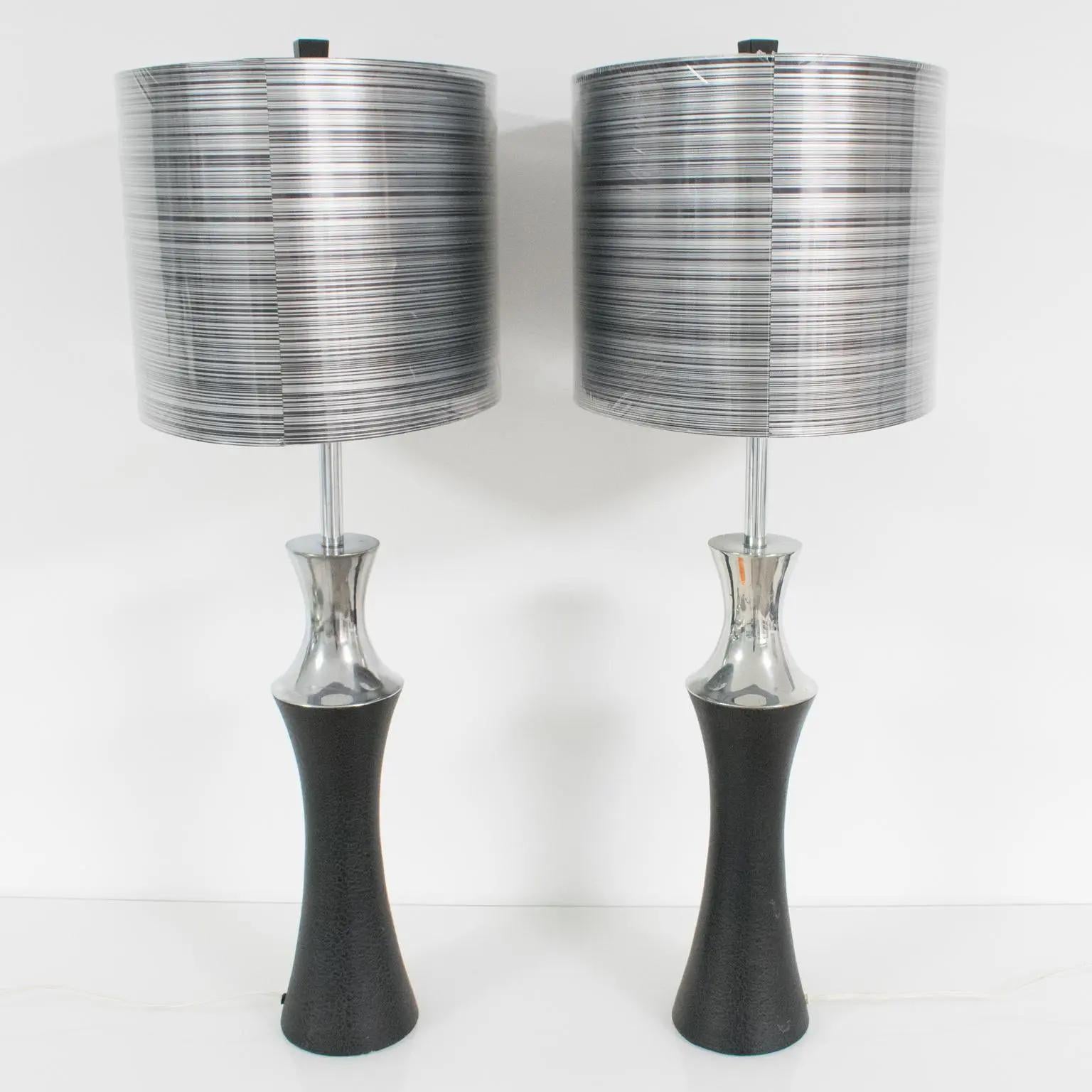 Modern Mutual Sunset Aluminum Table Lamp, a pair, 1960s For Sale