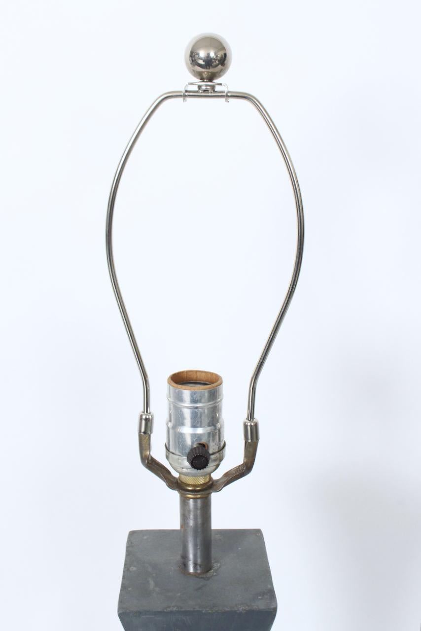 Mutual Sunset Lamp Co. Double Splayed Grey Cast Aluminum Table Lamp For Sale 3