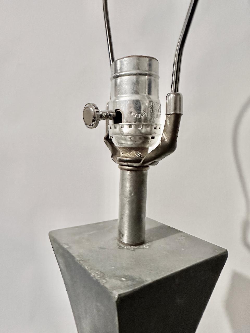 Mutual Sunset Lamp Co. Double Splayed Grey Cast Aluminum Table Lamp For Sale 4