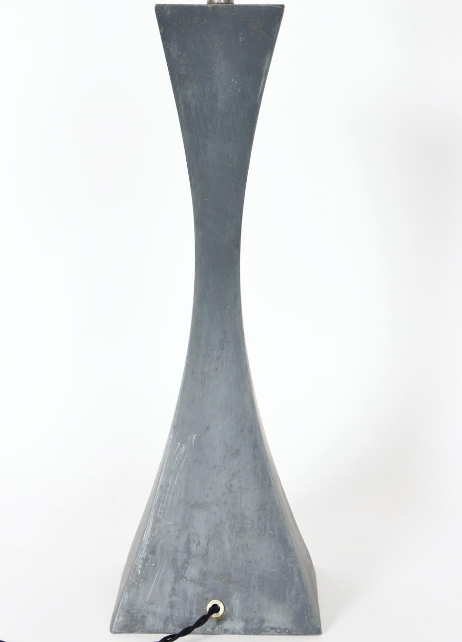 Mutual Sunset Lamp Co. Double Splayed Grey Cast Aluminum Table Lamp For Sale 5