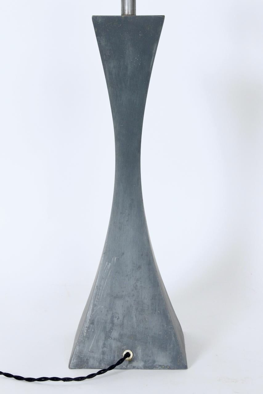 Mutual Sunset Lamp Co. Double Splayed Grey Cast Aluminum Table Lamp For Sale 6