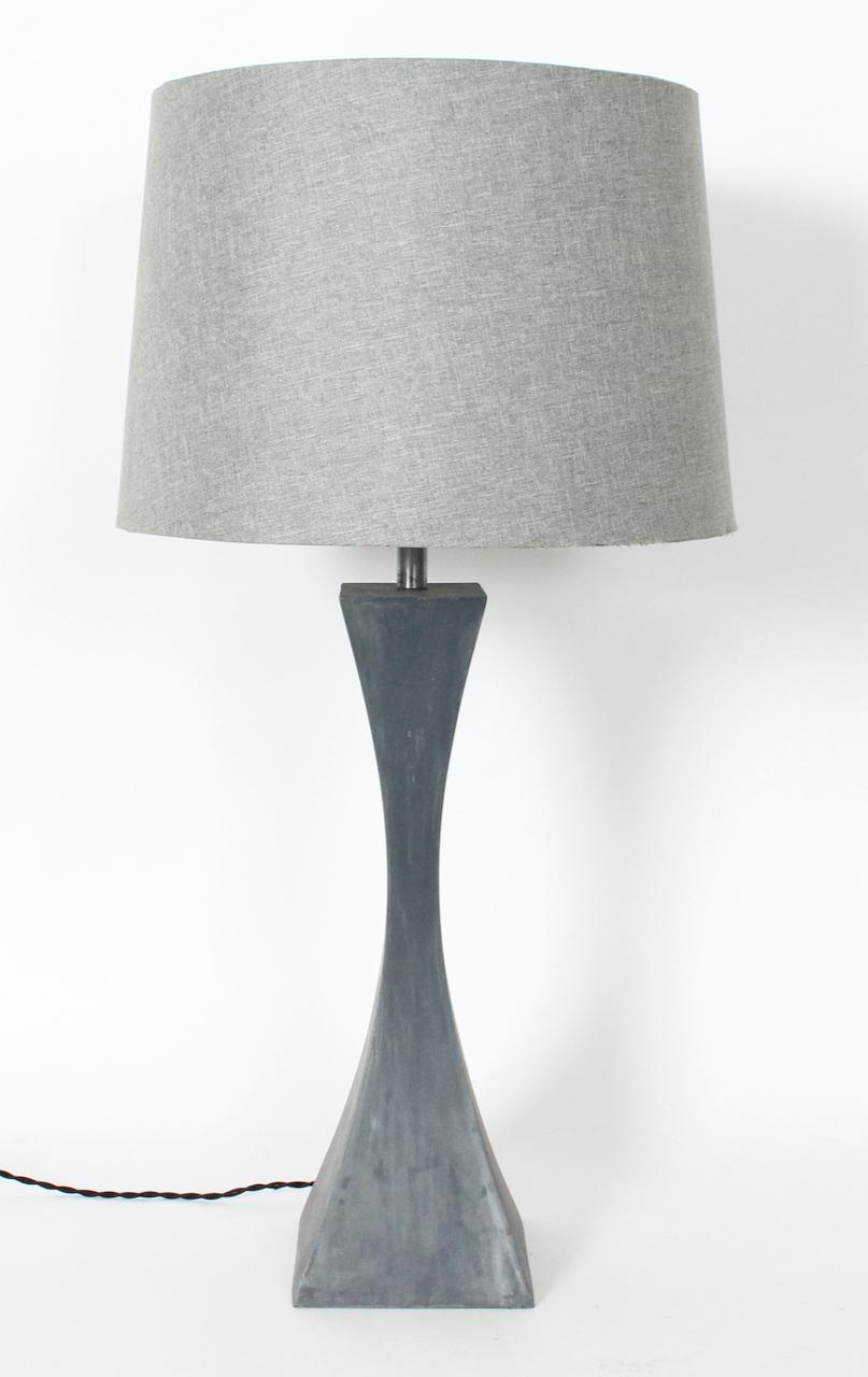 American Mutual Sunset Lamp Co. Double Splayed Grey Cast Aluminum Table Lamp For Sale