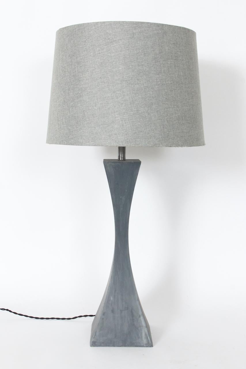 Mutual Sunset Lamp Co. Double Splayed Grey Cast Aluminum Table Lamp In Good Condition For Sale In Bainbridge, NY