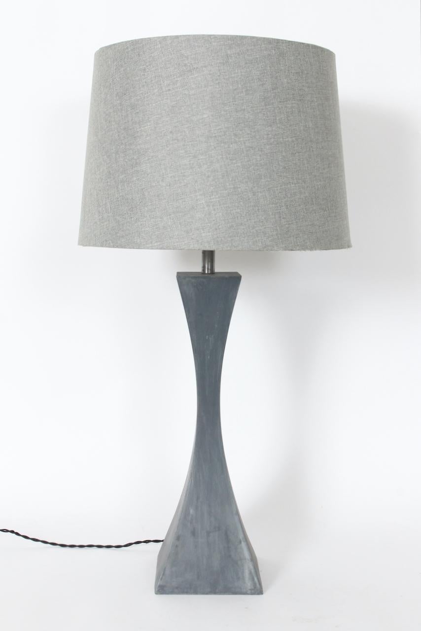 20th Century Mutual Sunset Lamp Co. Double Splayed Grey Cast Aluminum Table Lamp For Sale