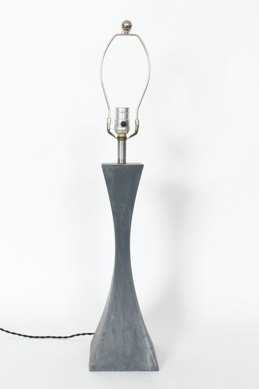 Metal Mutual Sunset Lamp Co. Double Splayed Grey Cast Aluminum Table Lamp For Sale