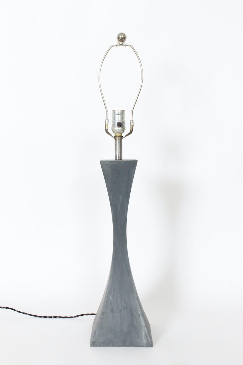 Mutual Sunset Lamp Co. Double Splayed Grey Cast Aluminum Table Lamp For Sale 1