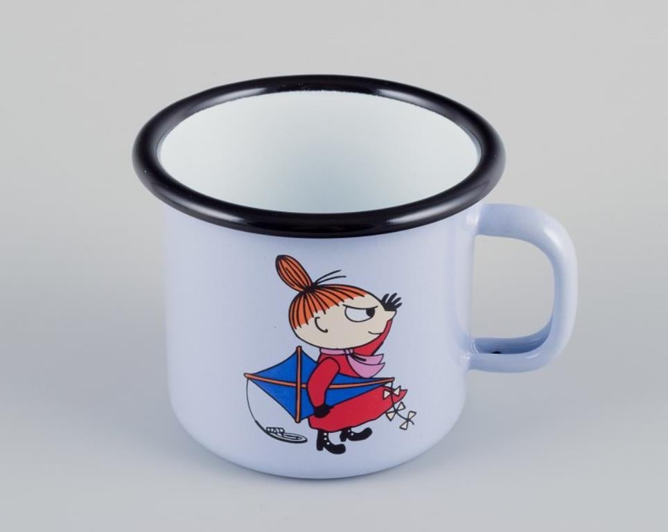 Contemporary Muurla, Finland. Four enamel mugs with motifs from the Moomin stories For Sale