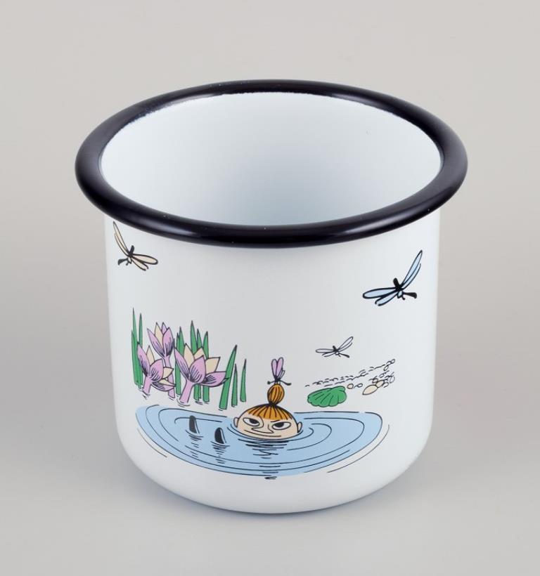 Metal Muurla, Finland. Four enamel mugs with motifs from the Moomins stories, 21st C For Sale