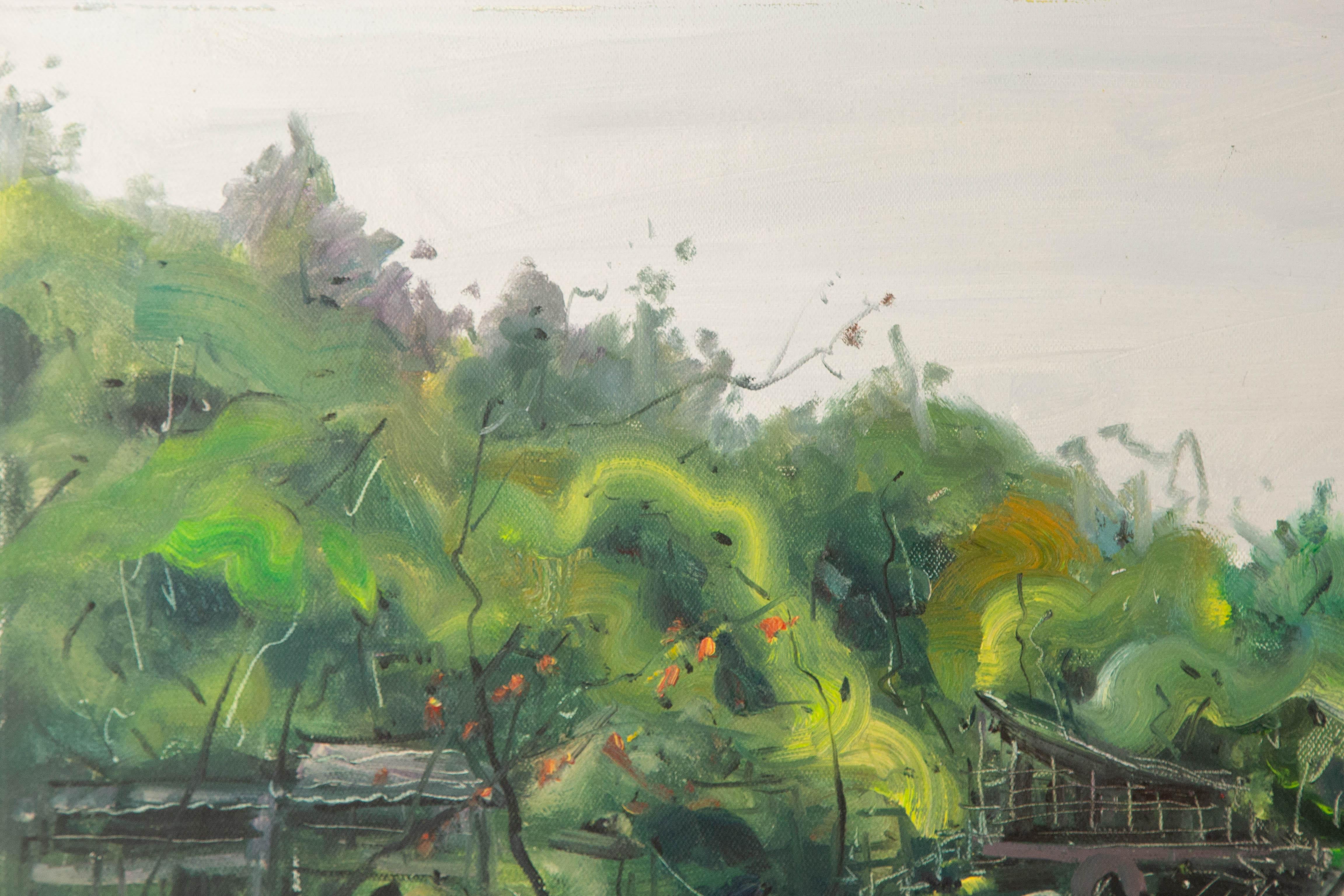 Muzhou Yu Landscape Original Oil On Canvas 