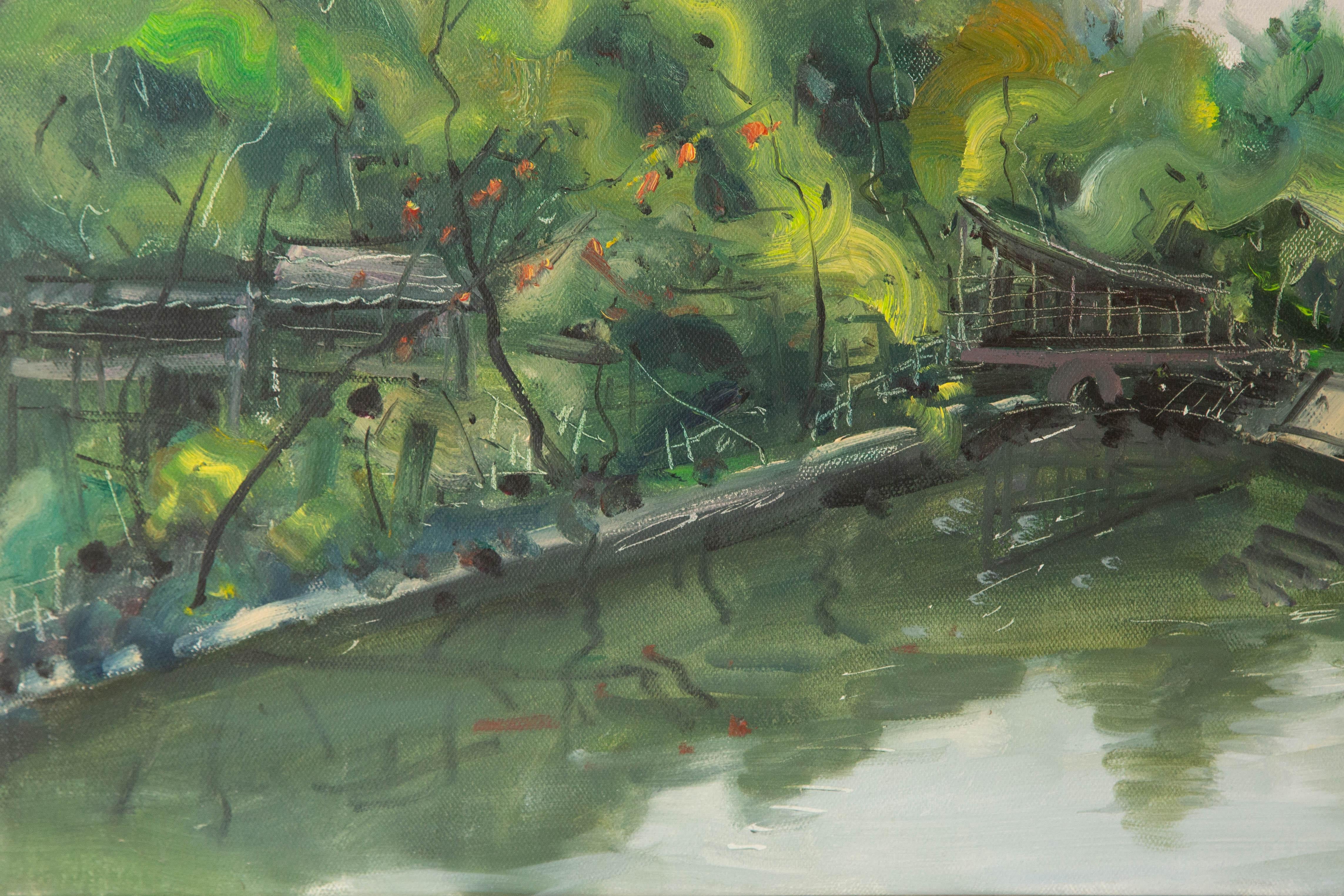 Muzhou Yu Landscape Original Oil On Canvas 
