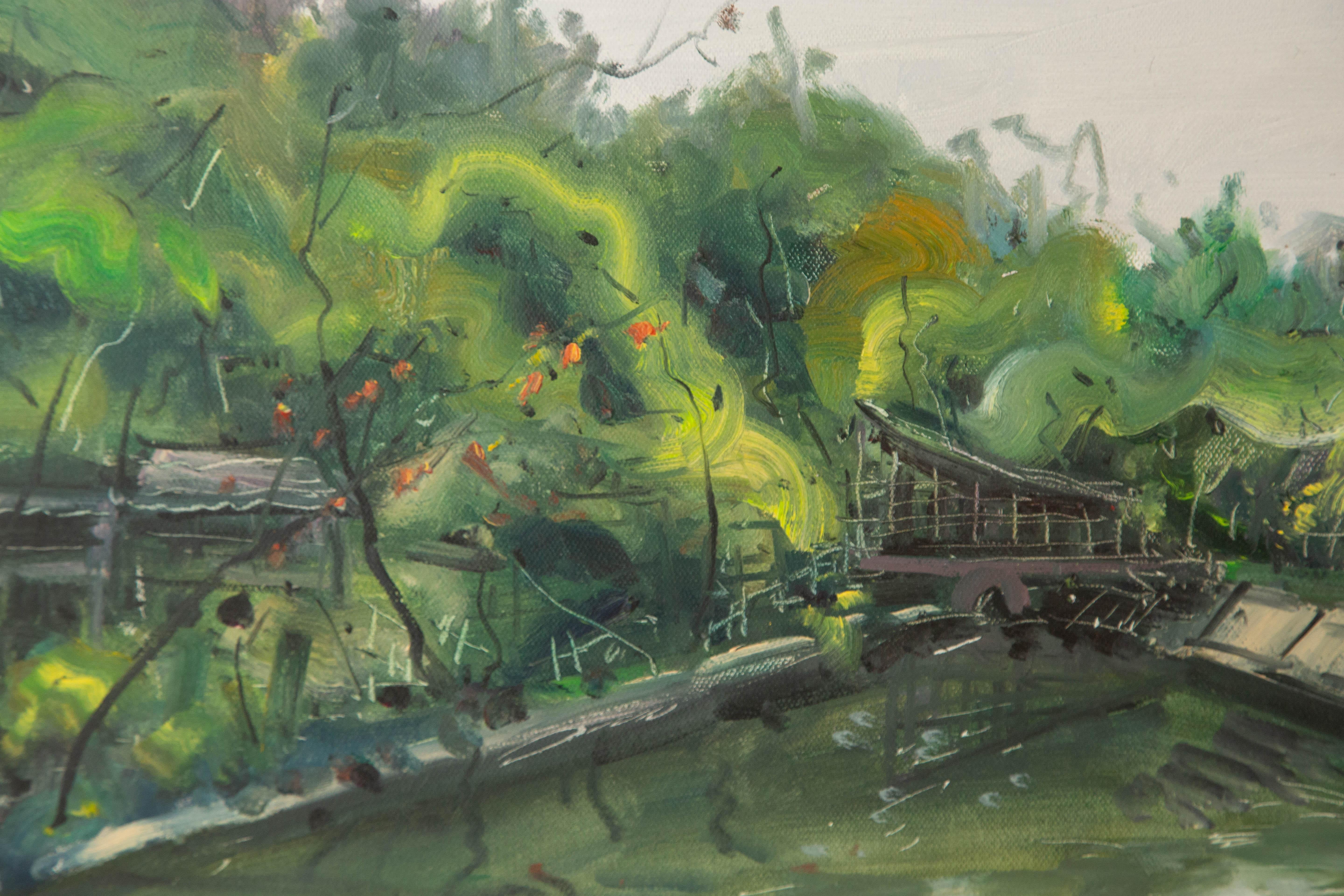 Muzhou Yu Landscape Original Oil On Canvas 