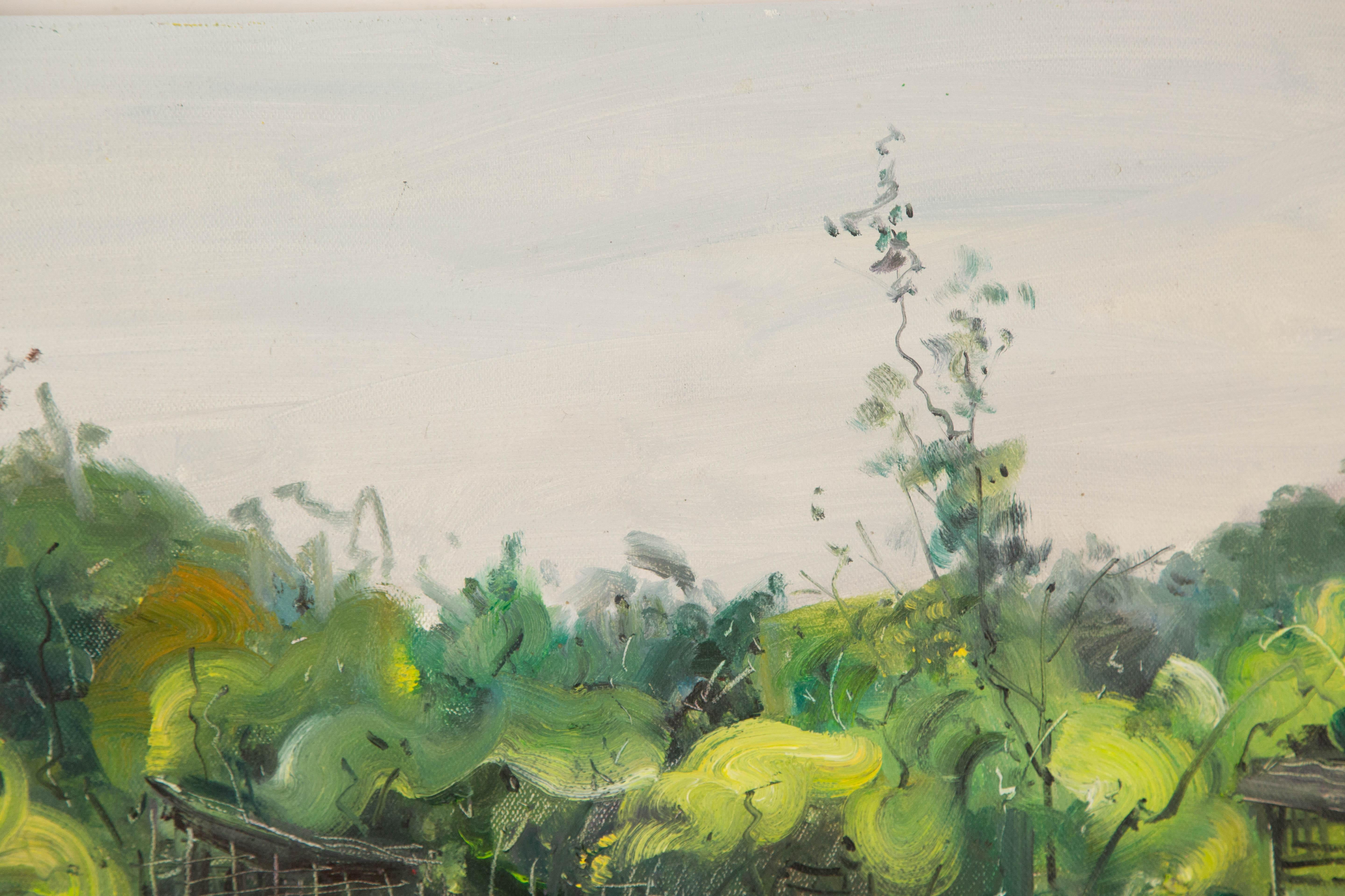 Muzhou Yu Landscape Original Oil On Canvas 