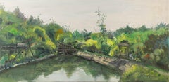 Muzhou Yu Landscape Original Oil On Canvas "A view of the Academy of Fine Arts"