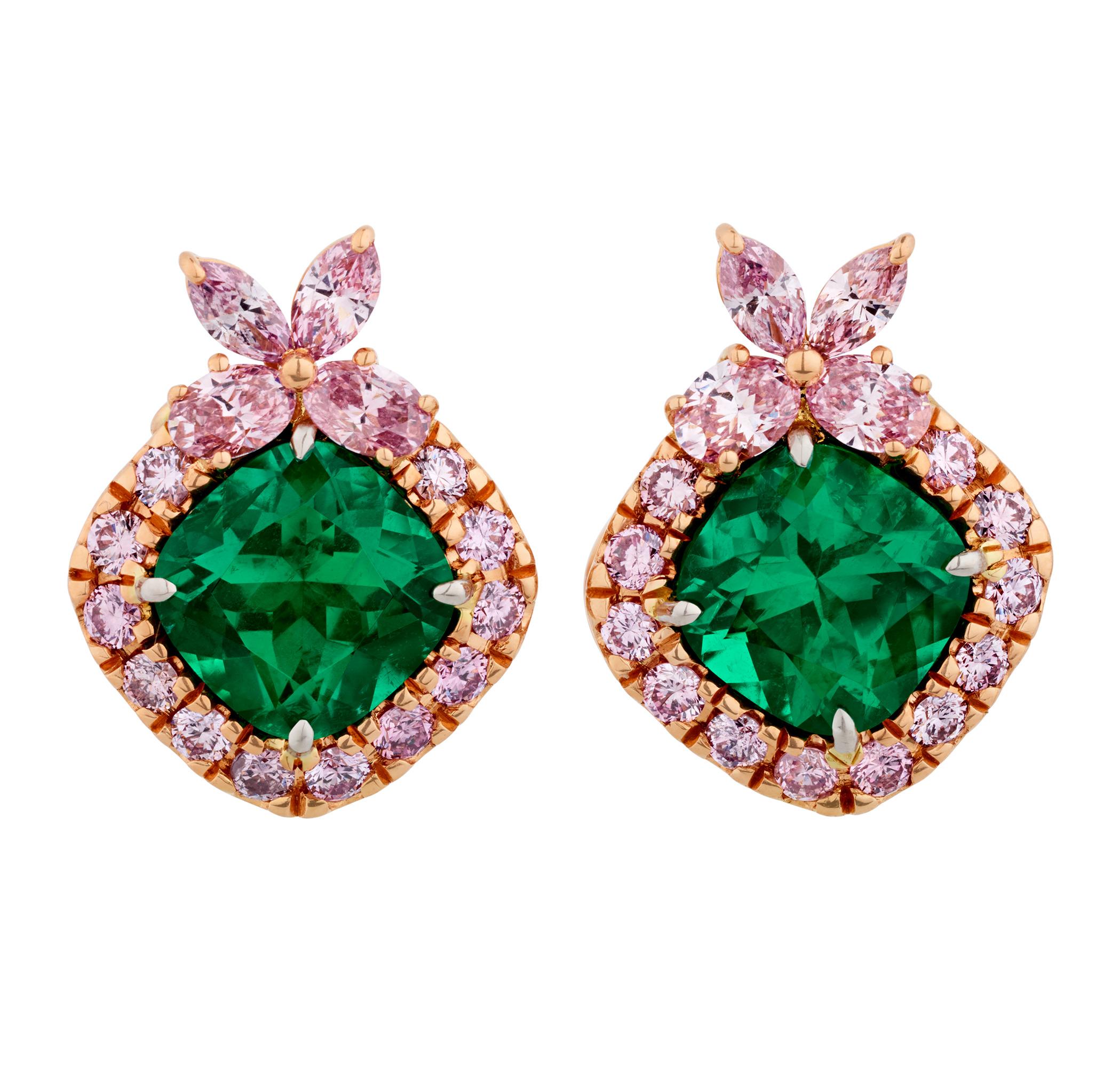 Cushion Cut Muzo and Argyle Emerald 