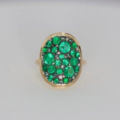 Muzo Emerald Alexandrite Mosaic Pave Ring