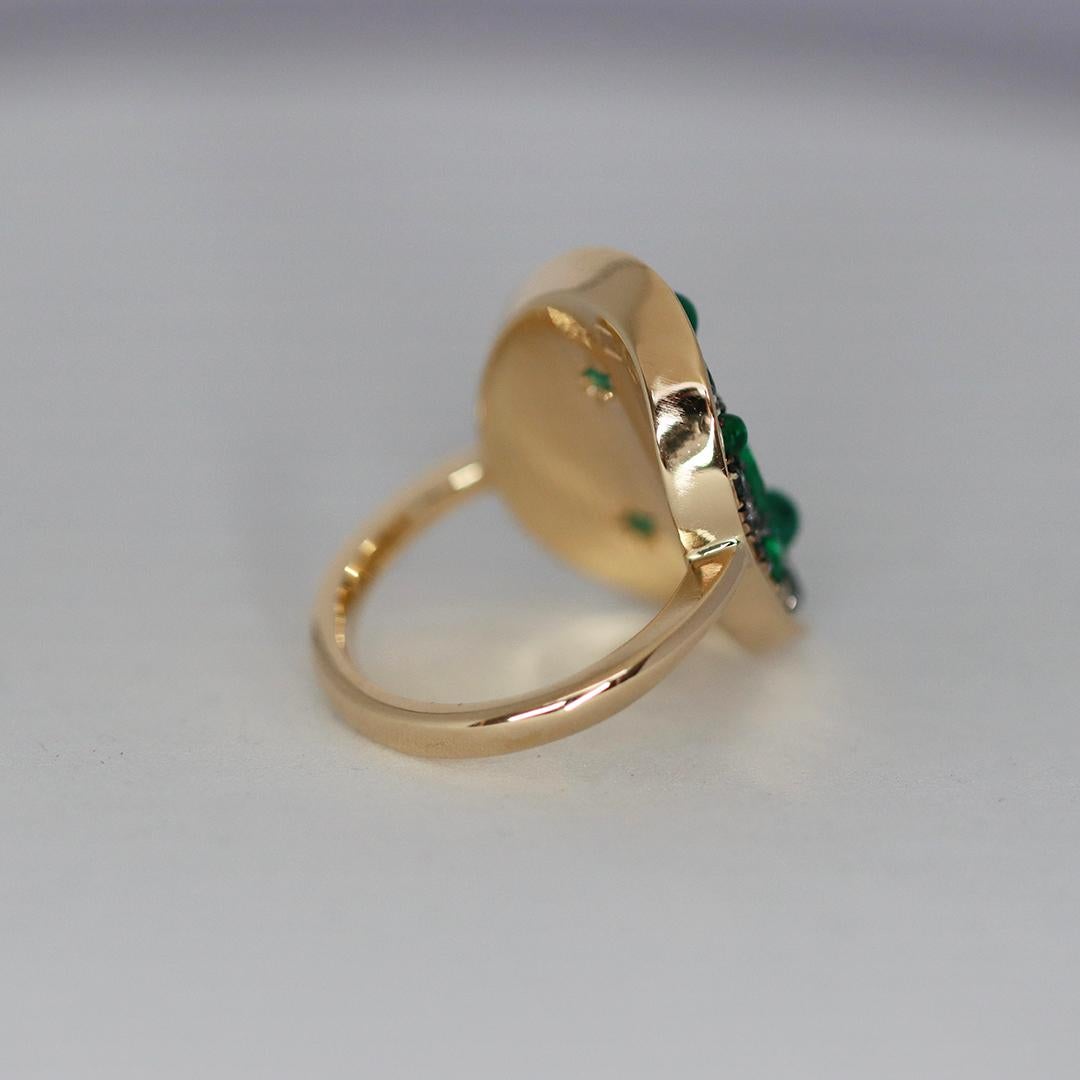 Muzo Emerald Alexandrite Mosaic Pave Ring In New Condition For Sale In Antwerp, BE