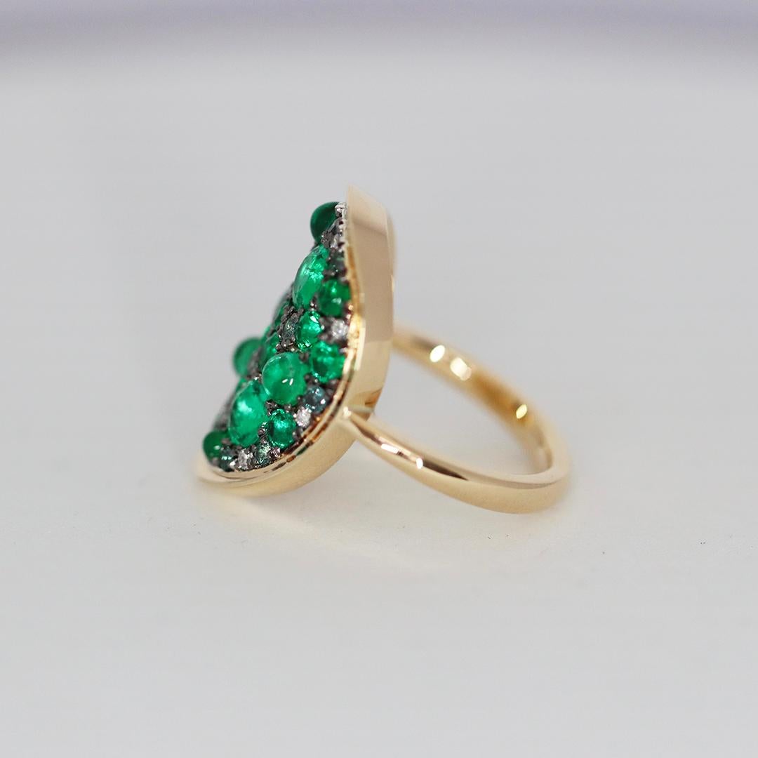 Muzo Emerald Alexandrite Mosaic Pave Ring For Sale 2