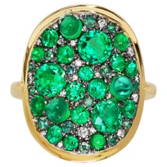 Muzo Emerald Alexandrite Mosaic Pave Ring