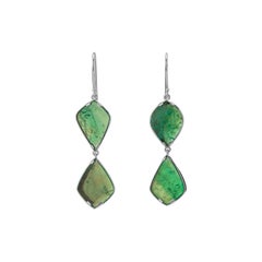 Muzo Emerald Colombia 18K White Gold Art Deco Style Drop Earrings