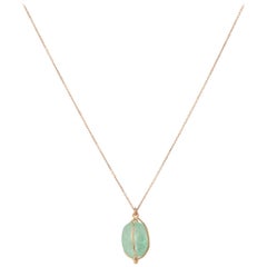 Muzo Emerald Colombia Emerald 18K Pink Gold Contemporary Drop Necklace