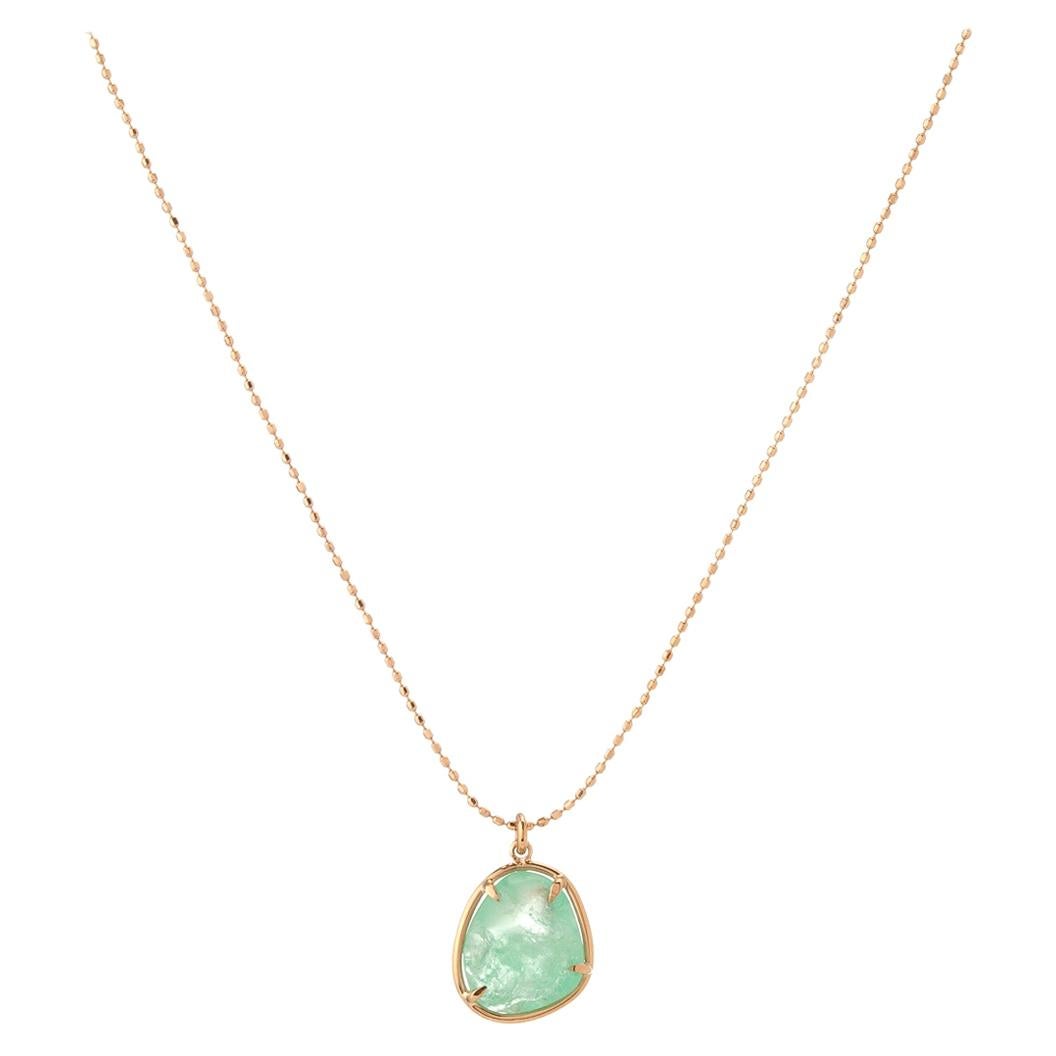 Muzo Emerald Colombia Emerald 18K Pink Gold Drop Necklace
