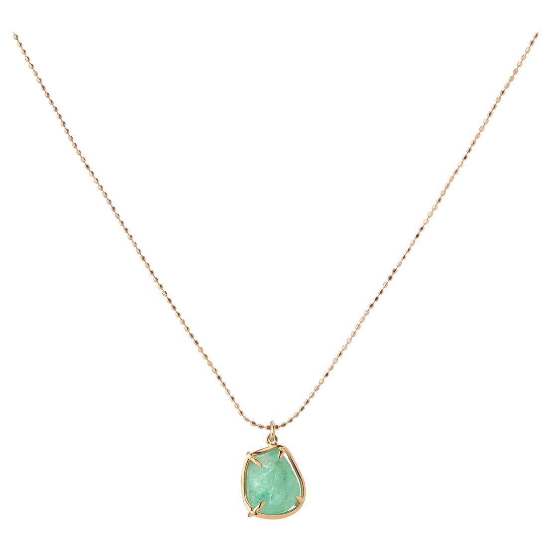 Muzo Emerald Colombia Emerald 18K Rose Gold Pendant Necklace