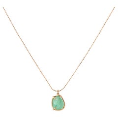 Muzo Emerald Colombia Emerald 18K Rose Gold Pendant Necklace