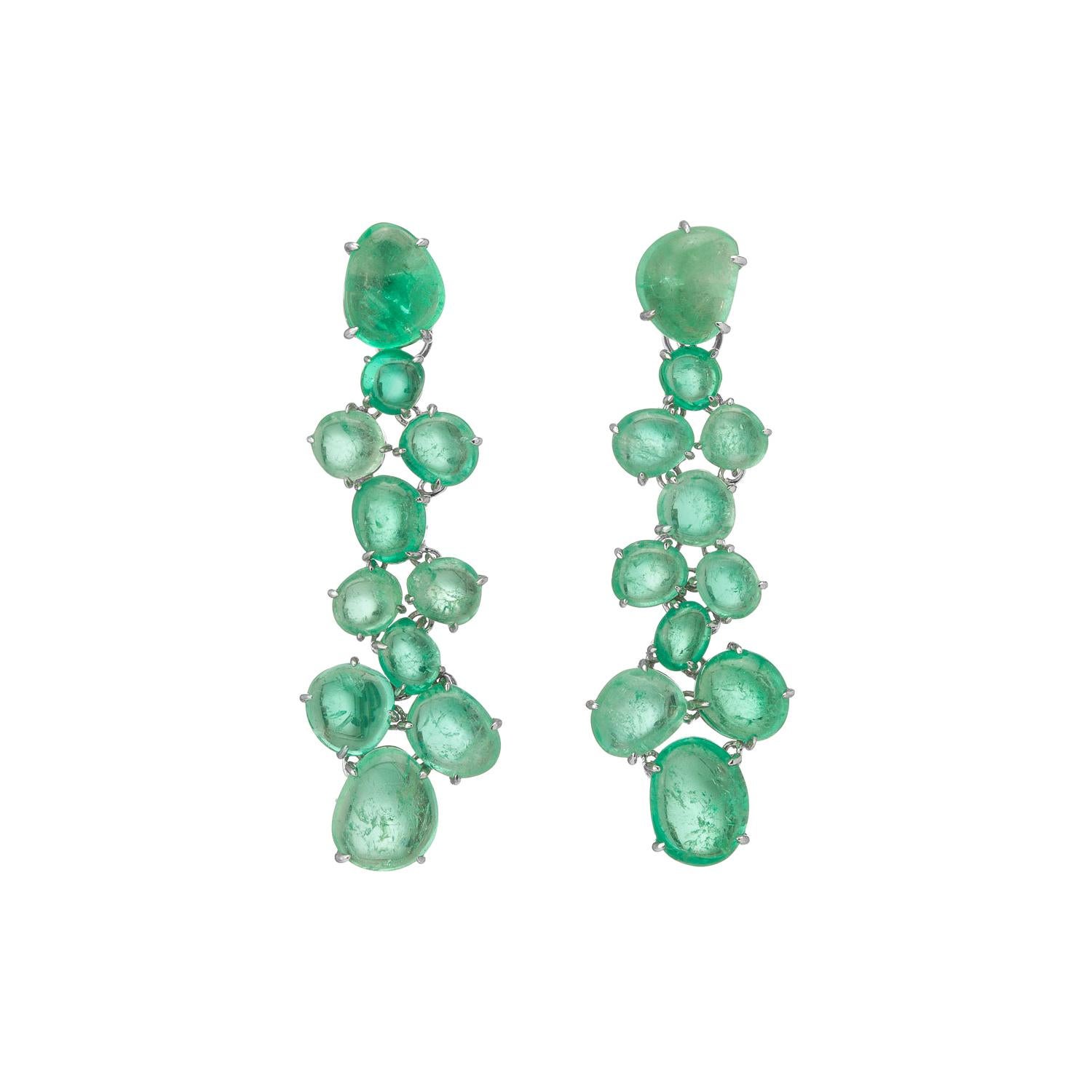 Muzo Emerald Colombia Emerald 18 Karat White Gold Chandelier Earrings