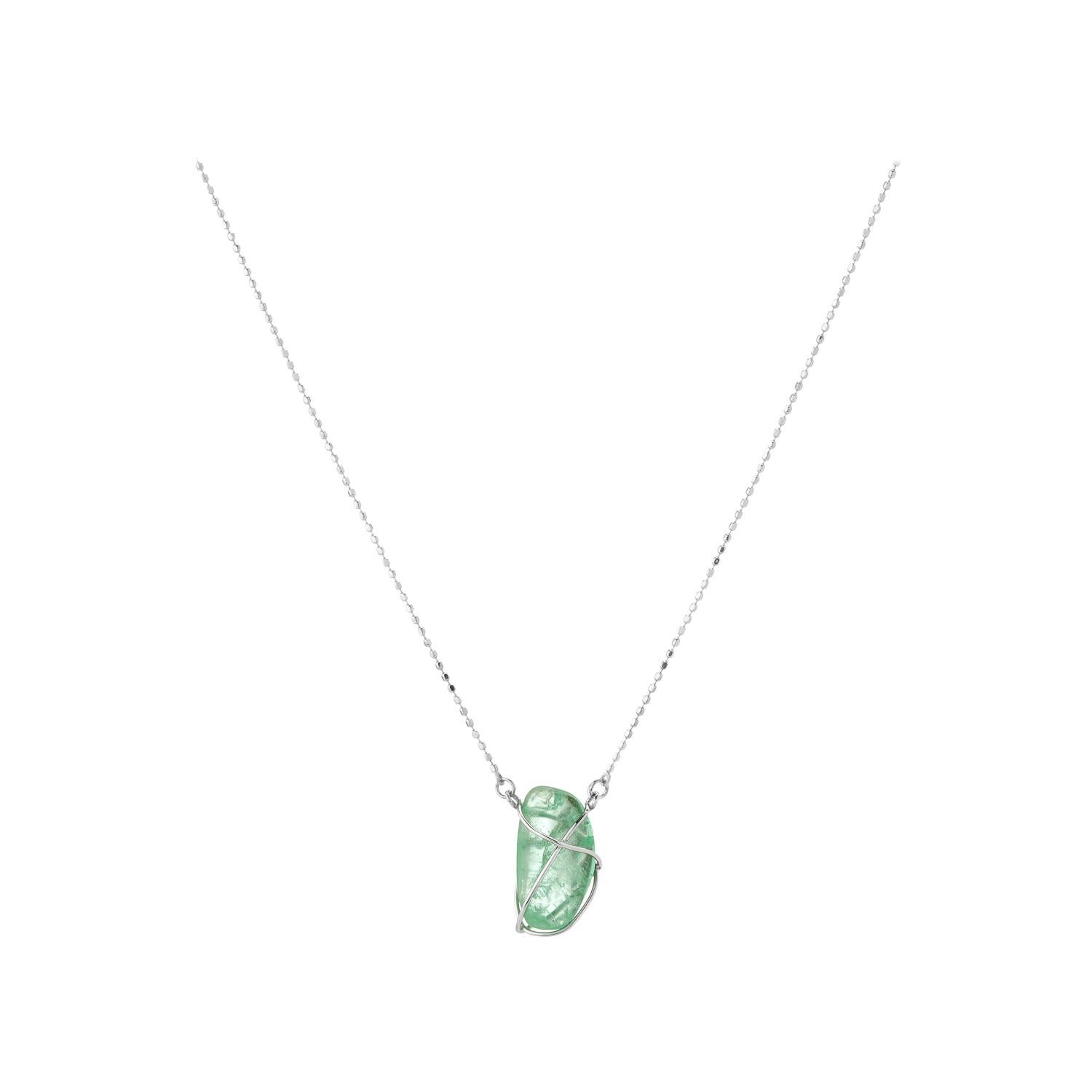 Muzo Emerald Colombia Emerald 18K White Gold Pendant Necklace