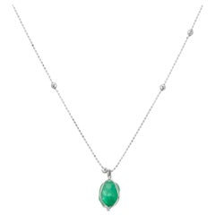 Muzo Emerald Colombia Emerald 18K White Gold Drop Necklace