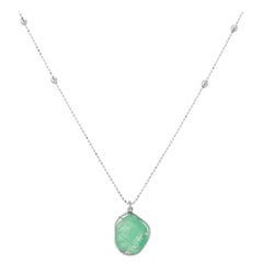 Muzo Emerald Colombia Emerald 18K White Gold Drop Necklace
