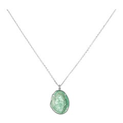Muzo Emerald Colombia Emerald 18K White Gold Drop Claw Necklace