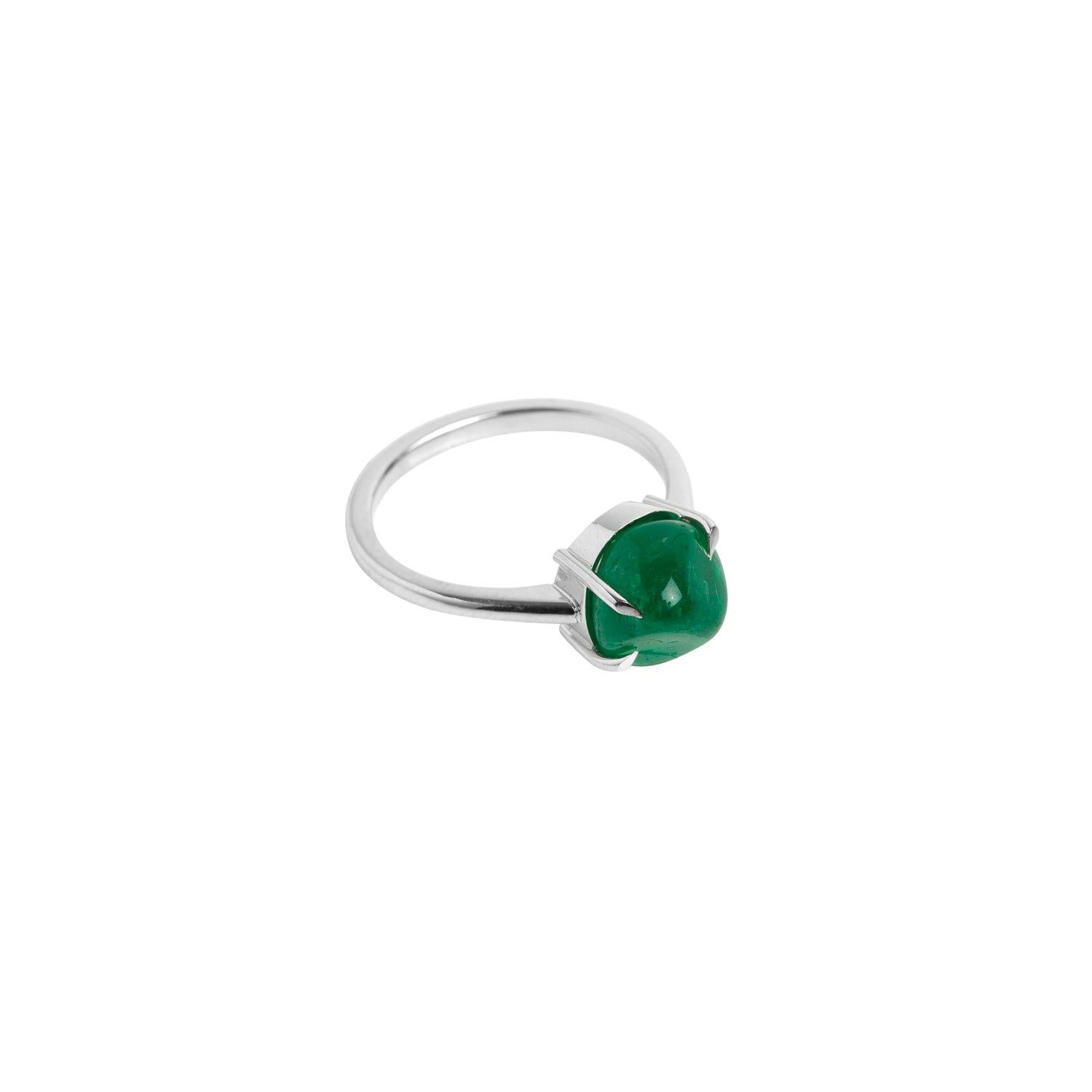 Muzo Emerald Colombia Emerald 18K White Gold Ring