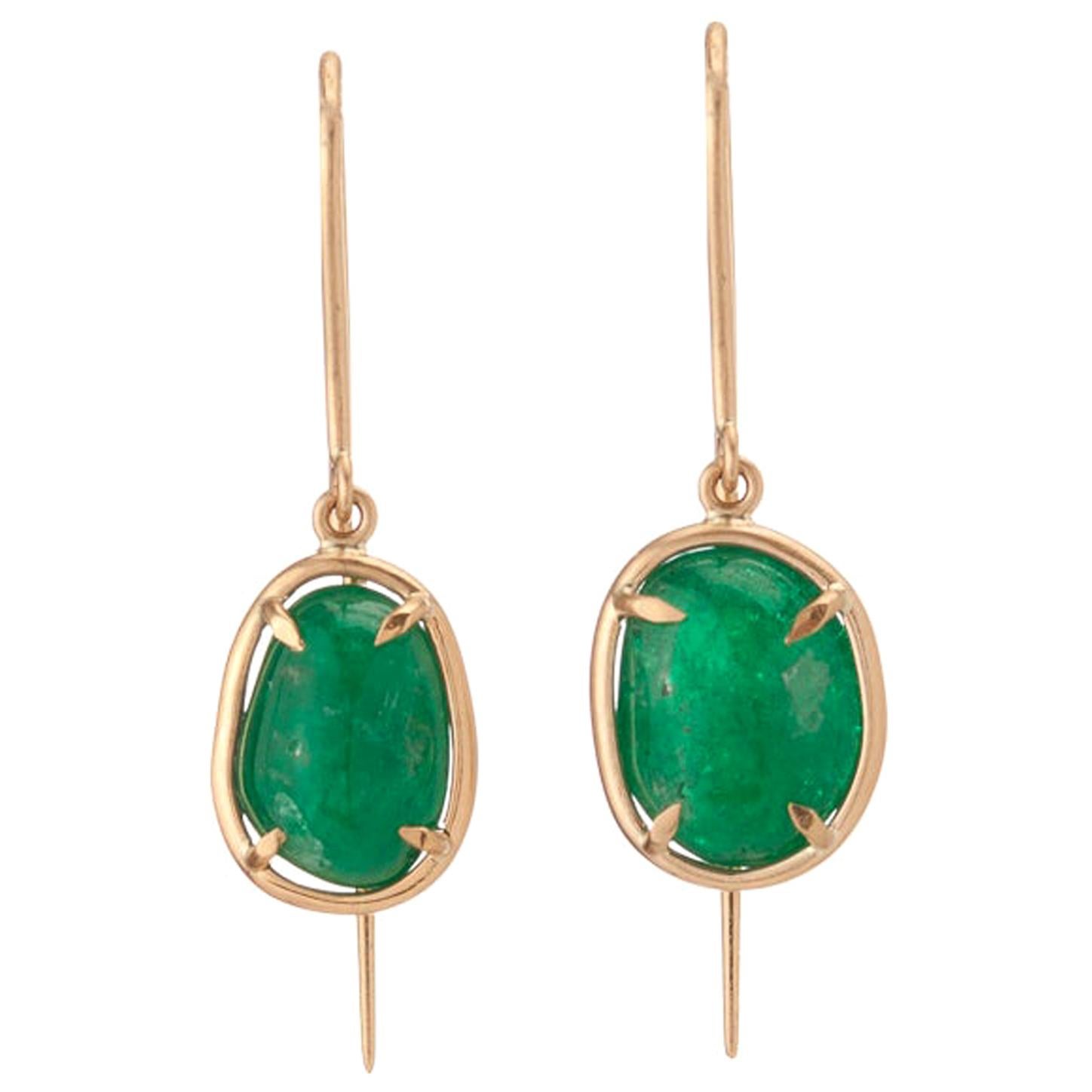 Muzo Emerald Colombia Emerald 18K Yellow Gold Dangle Earrings