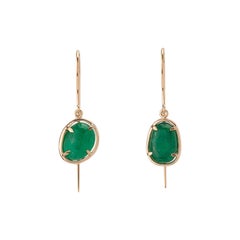 Muzo Emerald Colombia Emerald 18K Yellow Gold Dangle Earrings