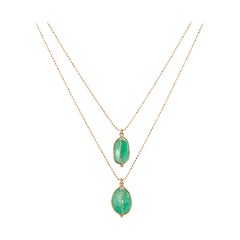 Muzo Emerald Colombia Contemporary Double Layered 18K Yellow Gold Necklace
