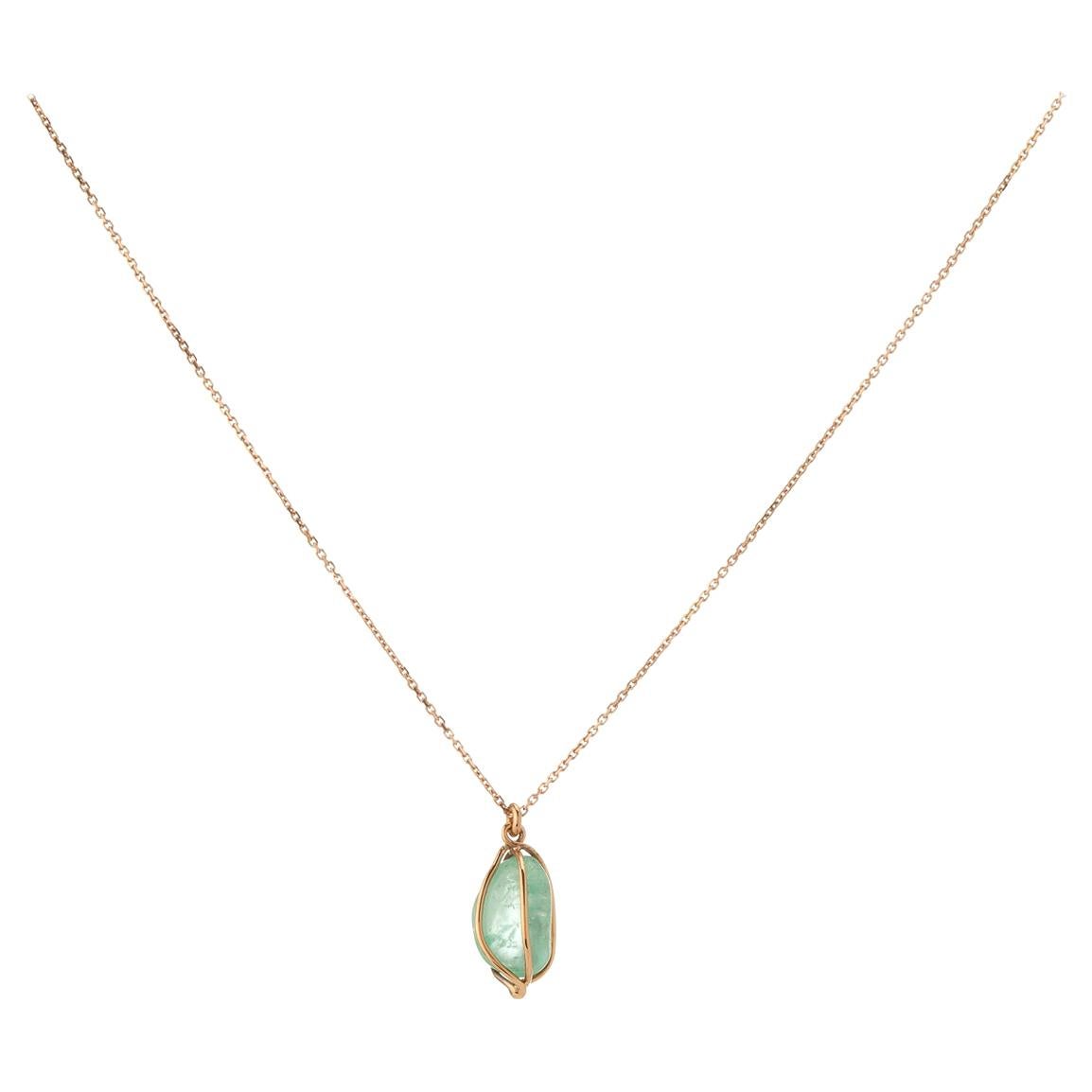Muzo Emerald Colombia Emerald 18K Pink Gold drop Necklace