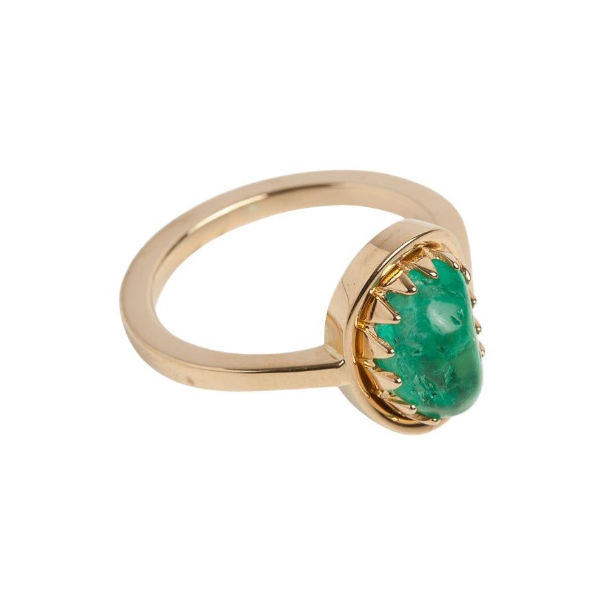 Muzo Emerald Colombia Emerald 18 Karat Yellow Gold Ring