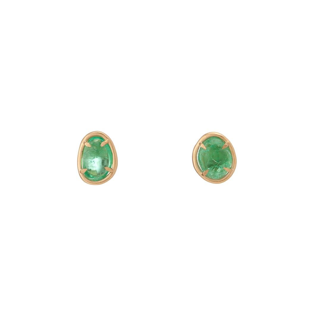 Muzo Emerald Colombia Emerald 18K Yellow Gold Stud Earrings