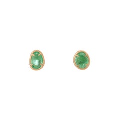 Muzo Emerald Colombia Emerald 18K Yellow Gold Stud Earrings