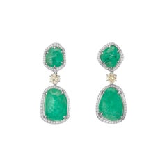 Drop Earrings Muzo Emerald Colombia Diamonds 18K White Gold