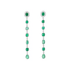 Muzo Emerald Colombia Emerald Diamonds 18 Karat White Gold Drop Earrings