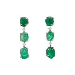 Muzo Emerald Colombia Emerald Diamonds 18 Karat White Gold Earrings