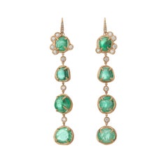 Muzo Emerald Colombia Emerald Diamonds 18K Yellow Gold Drop Earrings